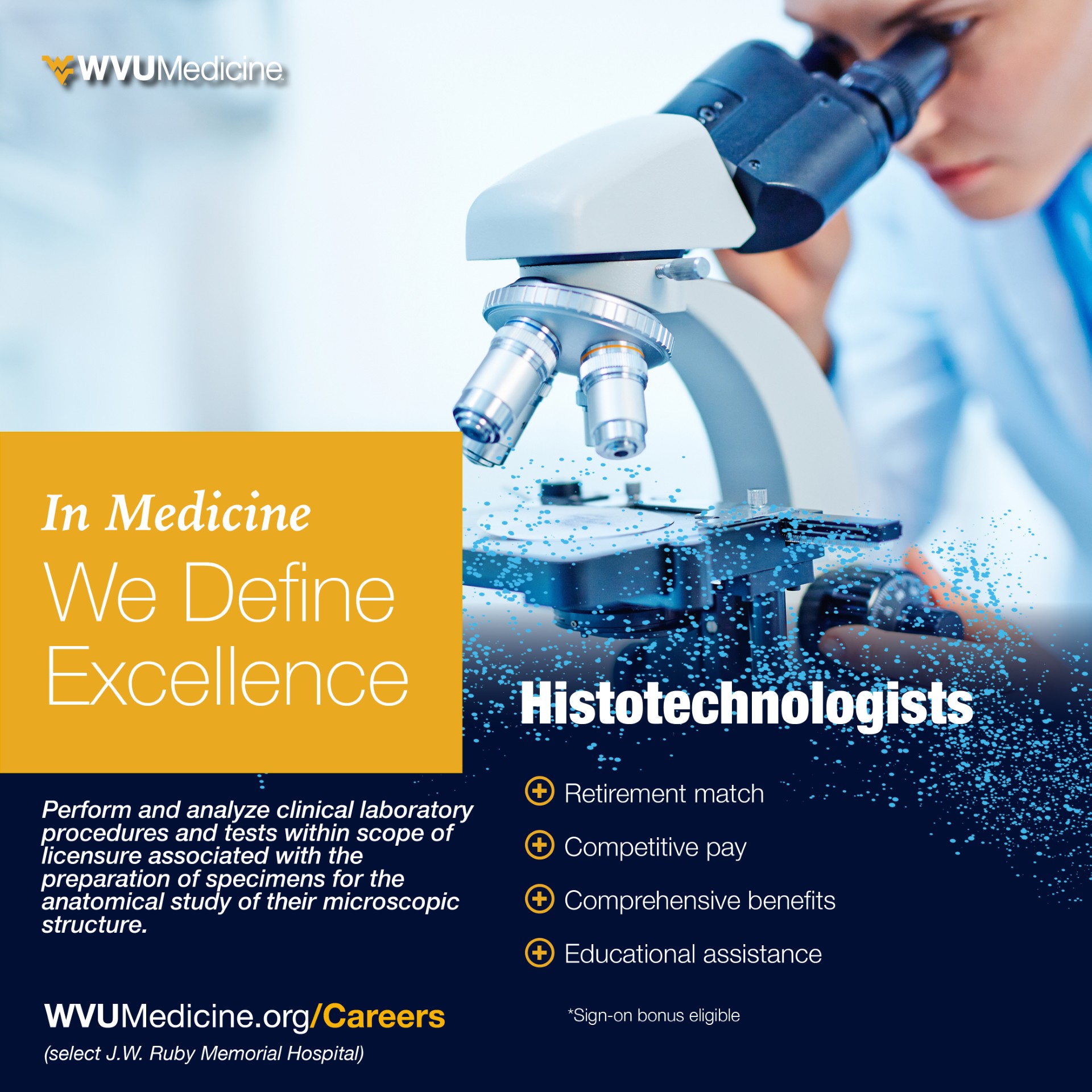 WVU Medicine Careers Facebook ad: Histotechnologist/Histotechnician