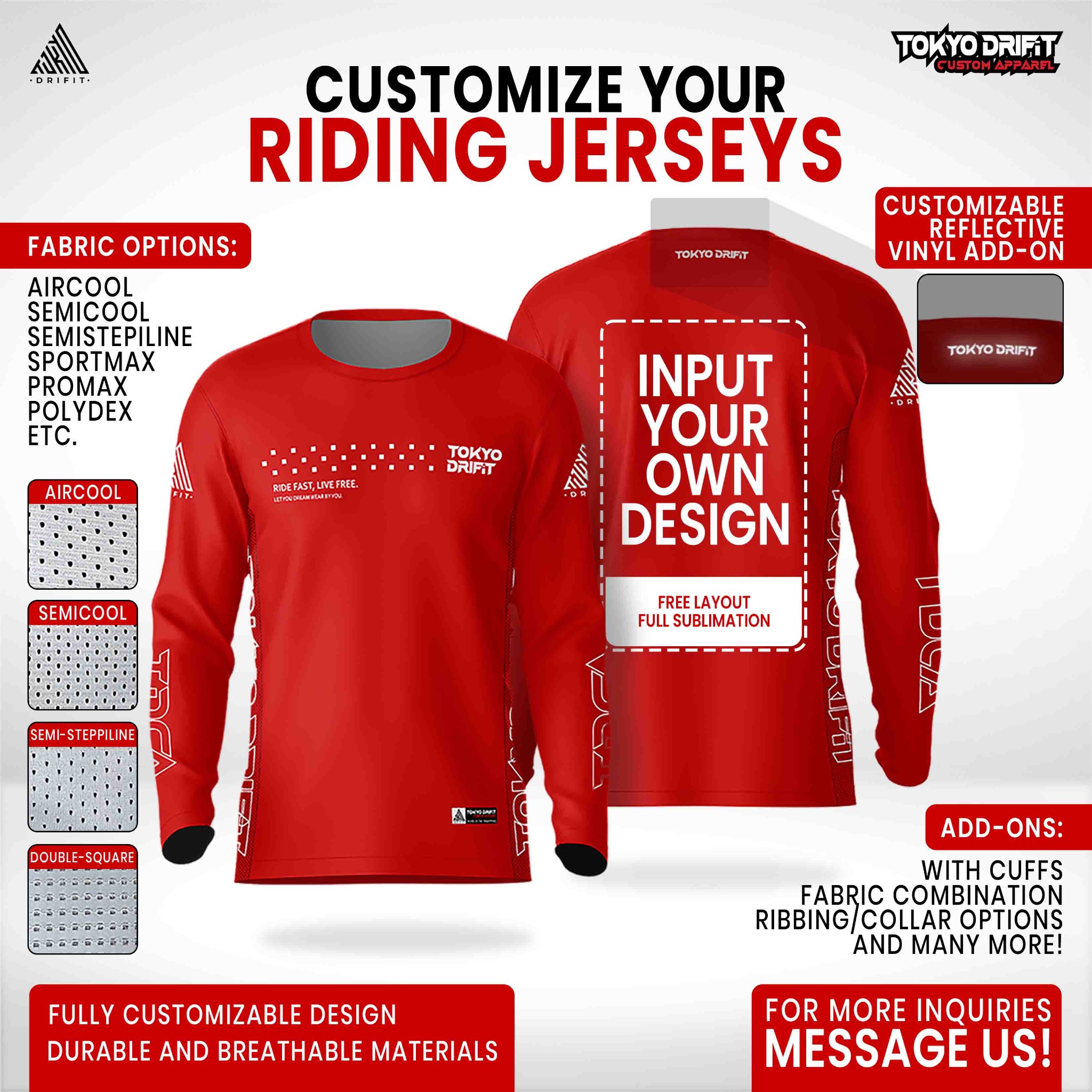 Tokyo Drifit Custom Apparel Facebook ad: Create custom gear that stands out!