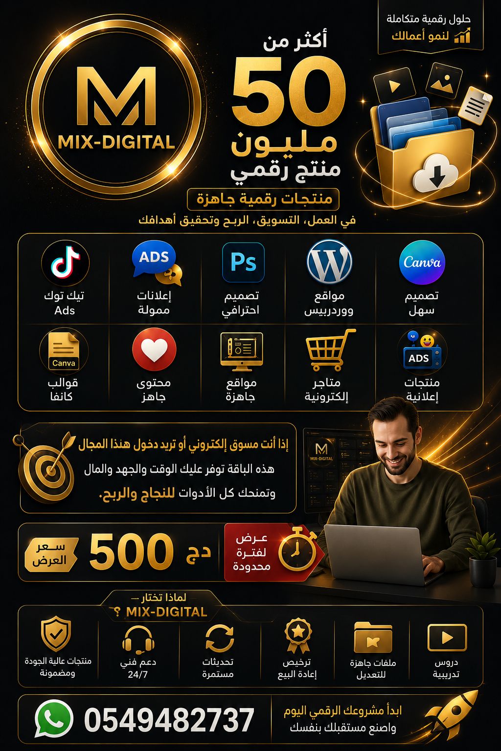 Mix-Digital Facebook ad: فقط بـ 500 دج (50 ألف) ضمان لمدة…