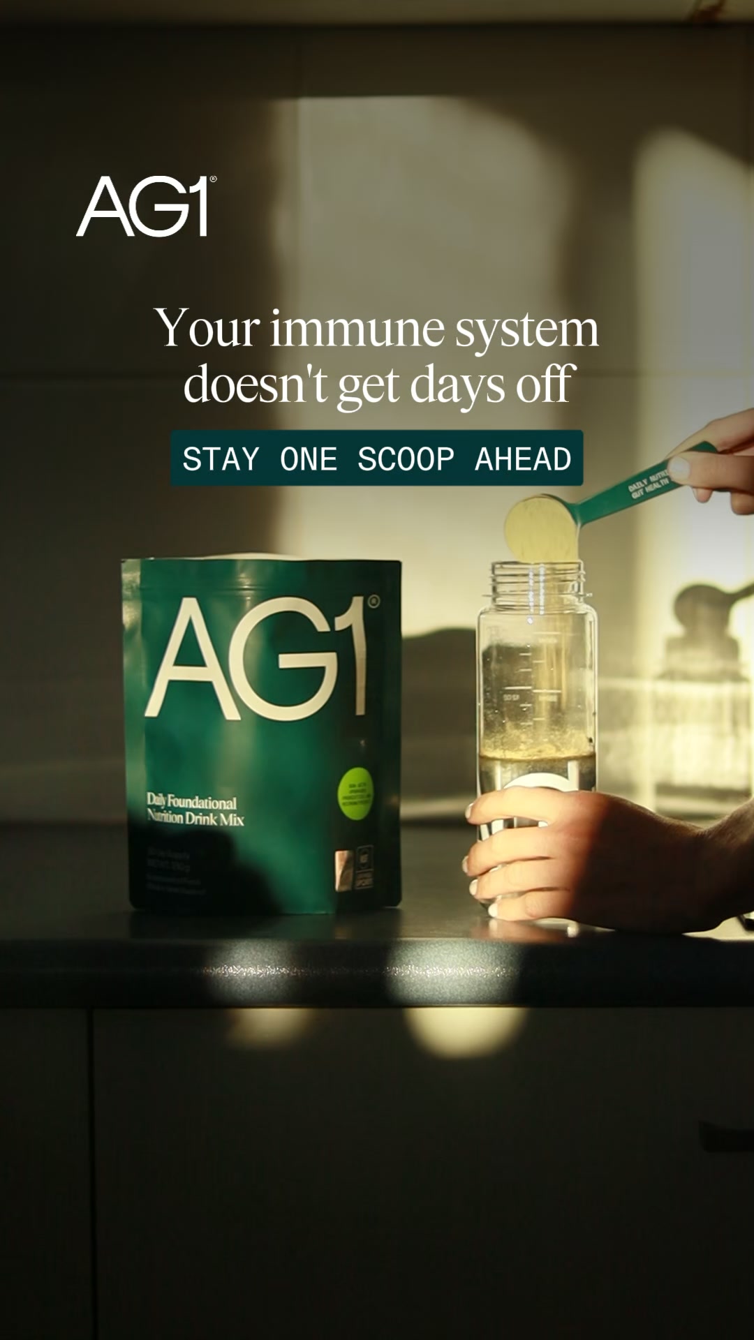 AG1 by Athletic Greens Facebook ad: 15+ Years. Trusted Globally