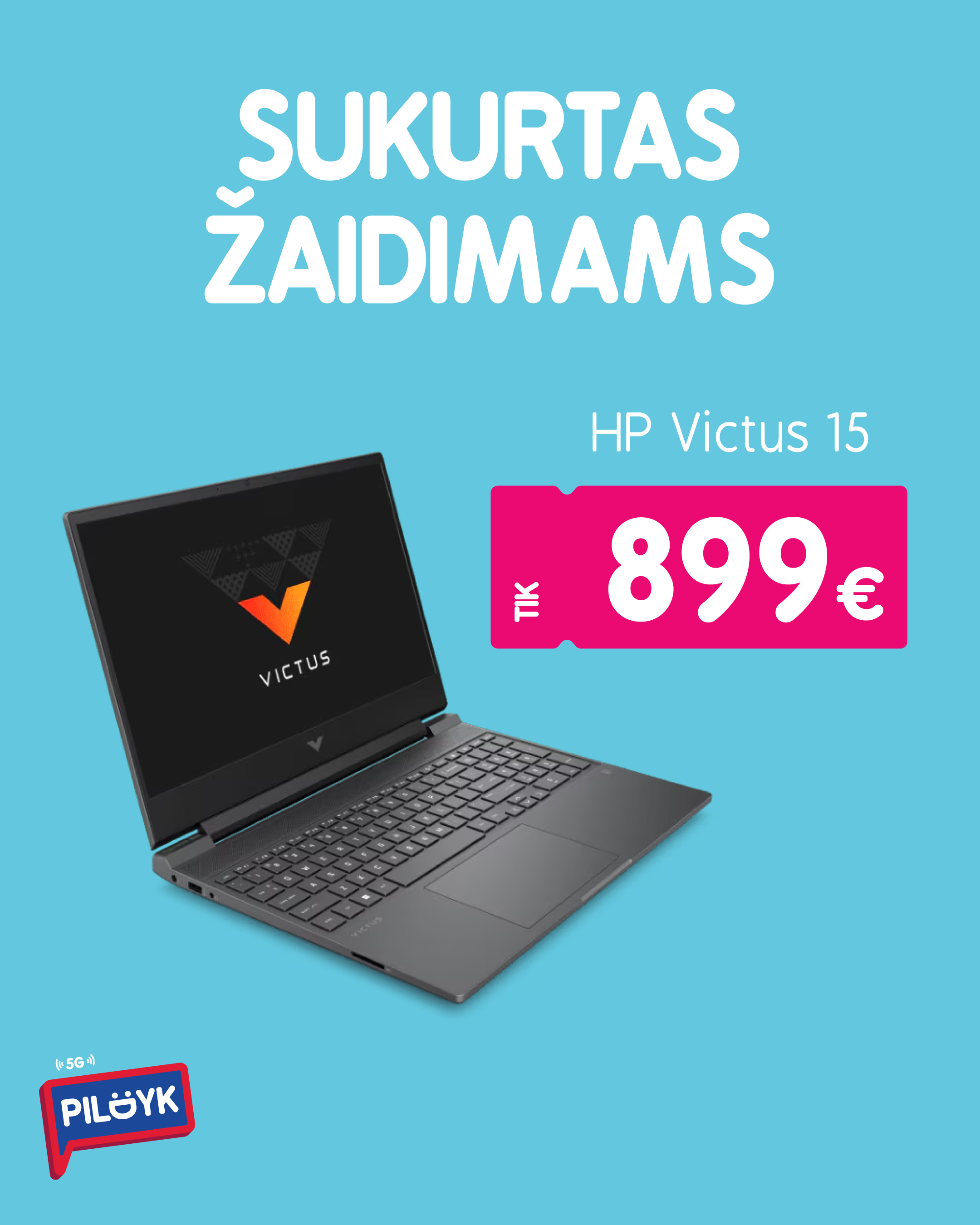 Pildyk Facebook ad: HP Victus 15, 899 €