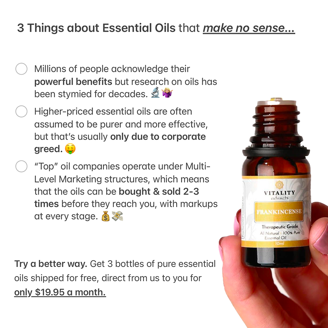 Vitality Extracts Essential Oils Facebook ad: The Best Essential Oil Deal Of The Year!