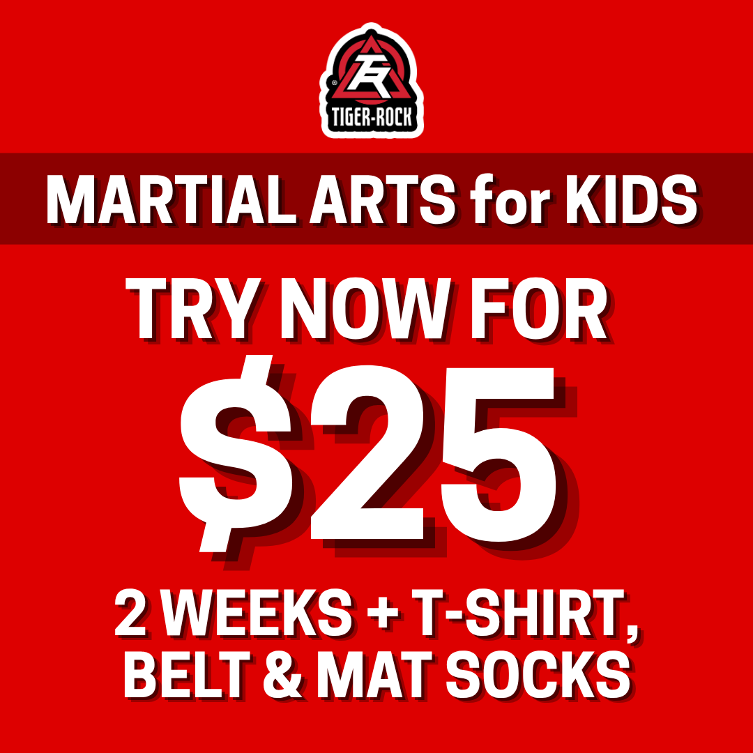 Tiger Rock Martial Arts of Evans Facebook ad: Confidence Starts Here, 2 Weeks + FREE Gear for $25!