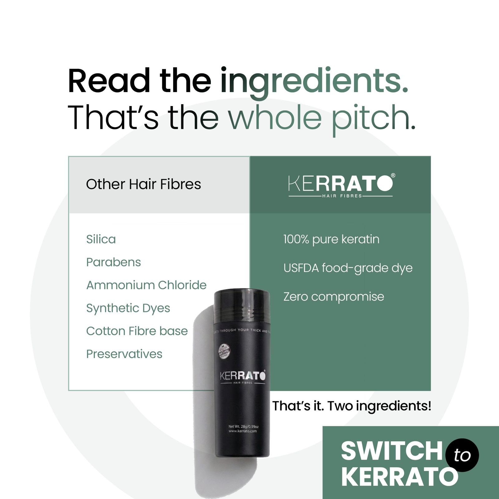 Kerrato Hair Fibres Facebook ad: Switch to safer hair fibers