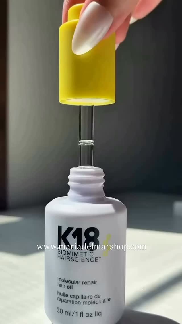 Maria del Mar Beauty Facebook ad: El K18 Molecular Repair Hair Oil no solo…