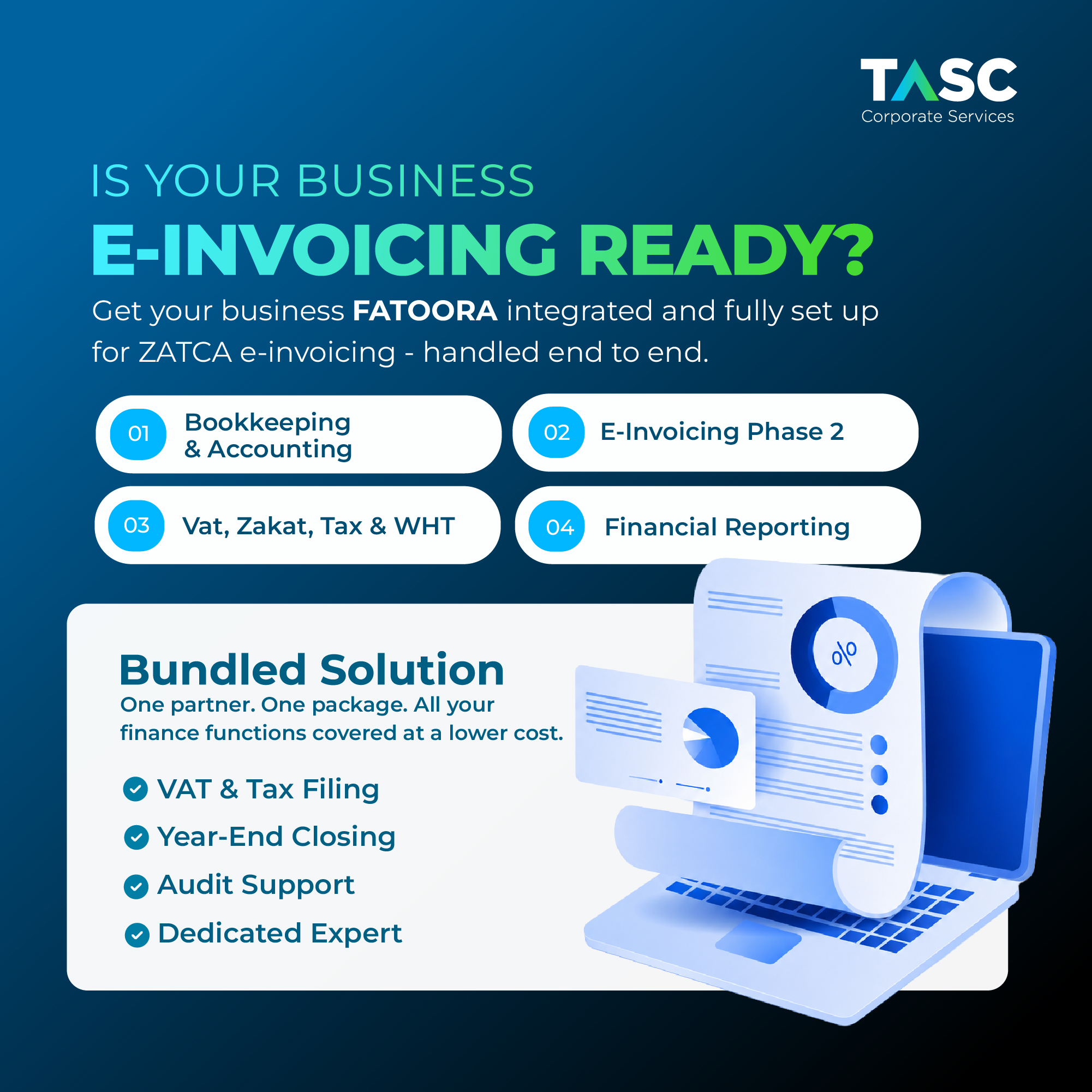 TASC Corporate Services Facebook ad: Is Your Business ZATCA-Ready?