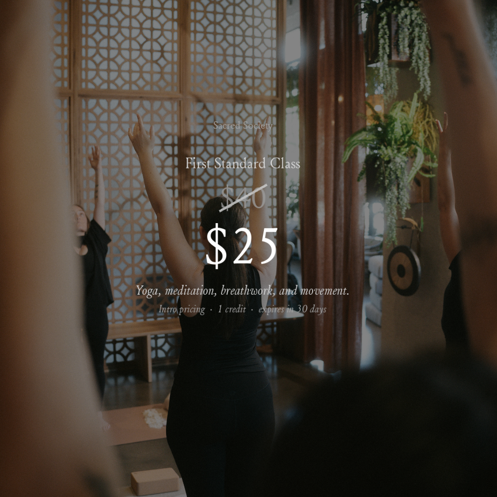 Sacred Society Facebook ad: Your first standard class is $25.