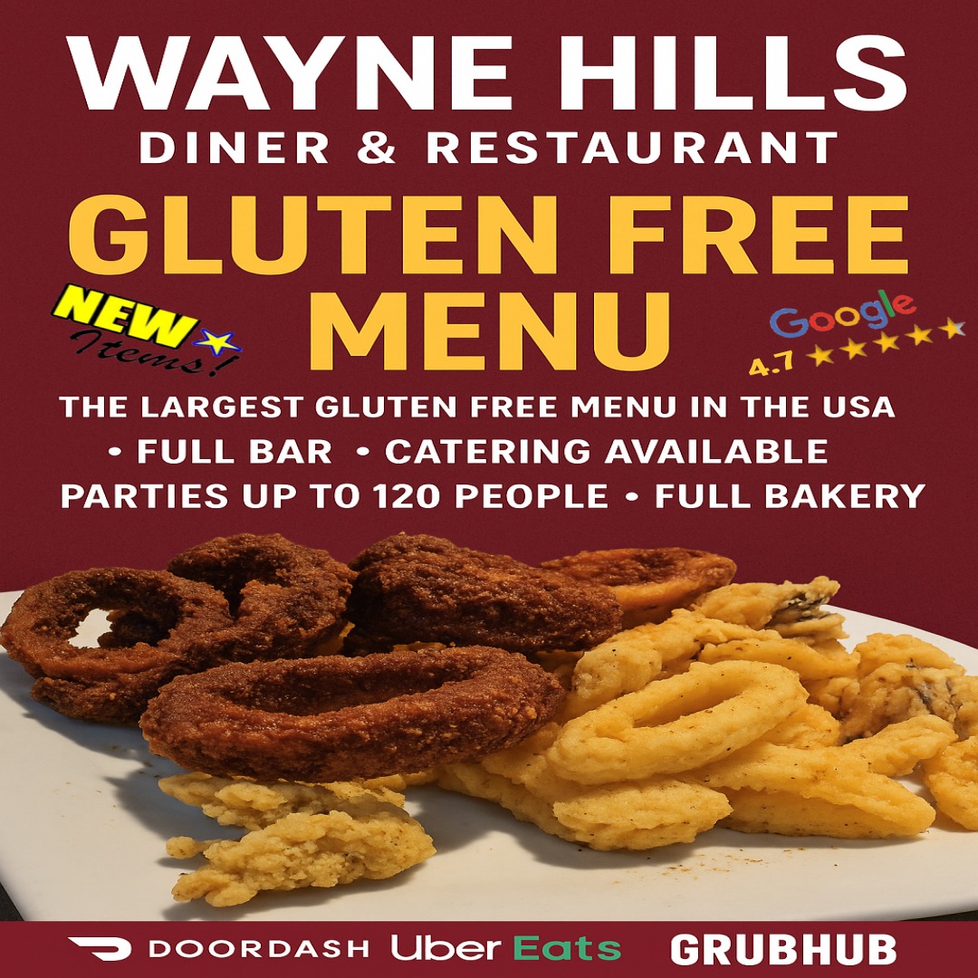 Wayne Hills Diner and Restaurant Facebook ad: www.waynehillsdiner.com - Gluten-Free Menu