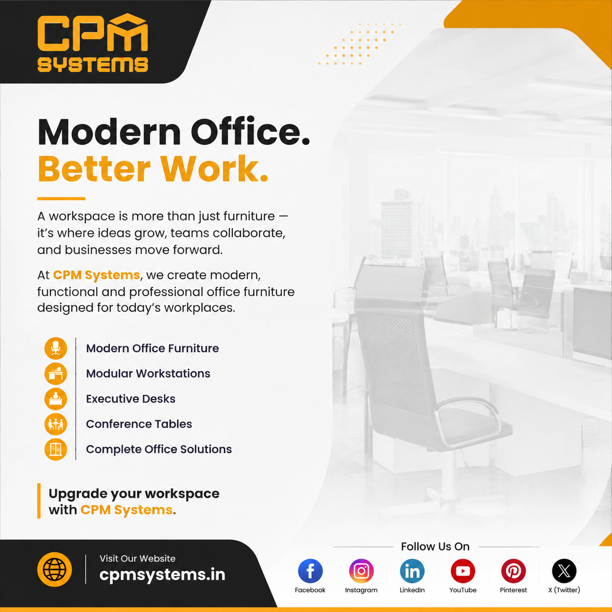 CPM Systems Facebook ad: Modern Office. Better Work.