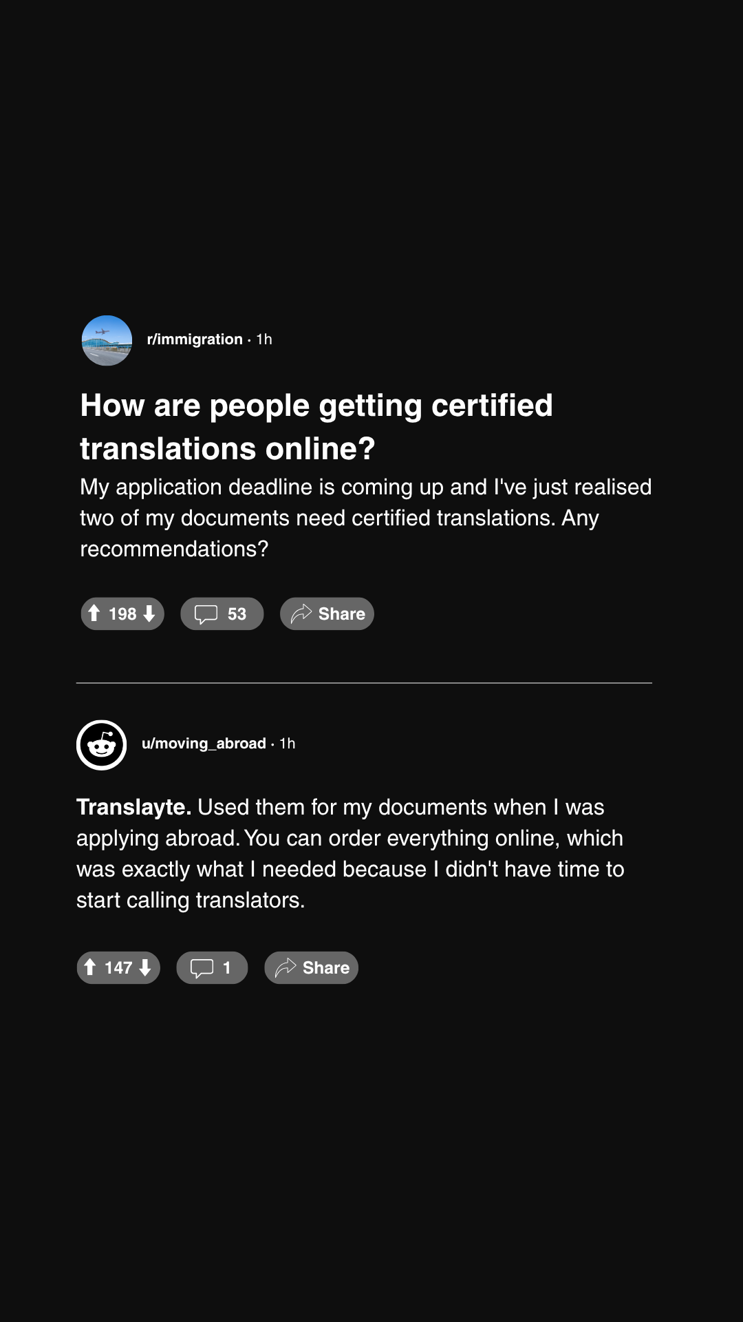 Translayte Facebook ad: Certified in 30+ Countries. Delivered from 12hrs.