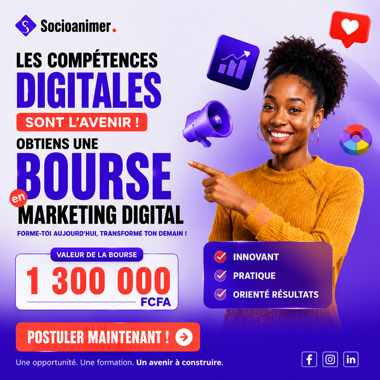 Socioanimer Facebook ad: Candidatez maintenant