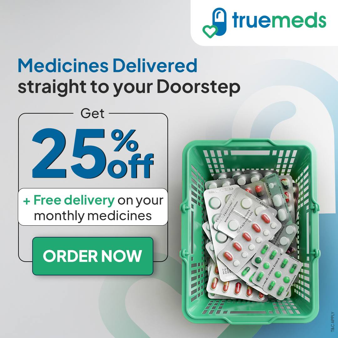 Truemeds Facebook ad: Fast, safe doorstep delivery