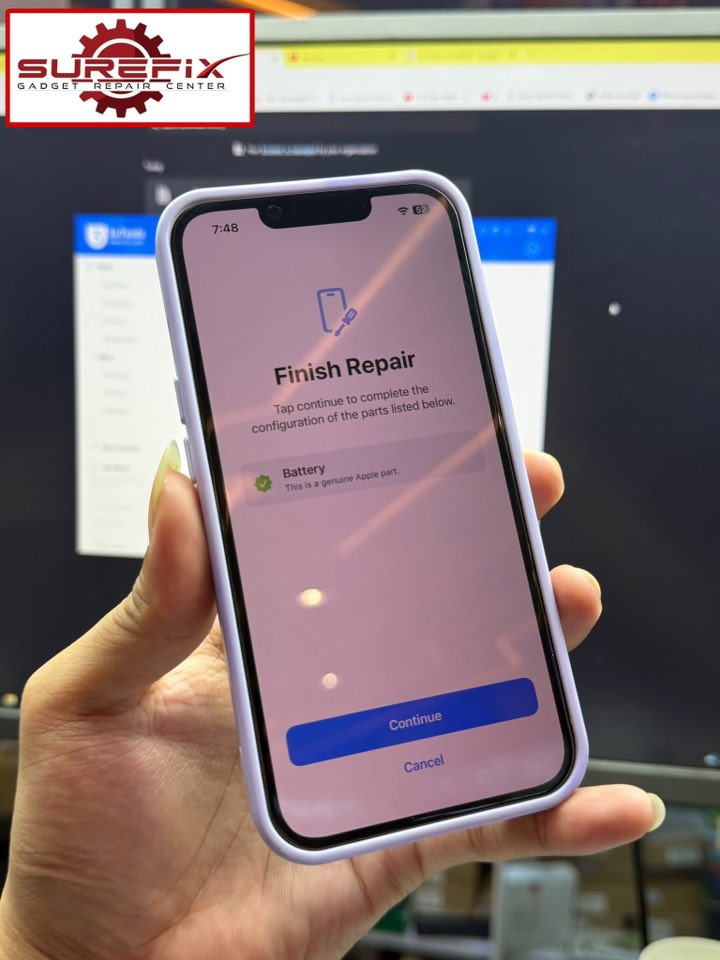 Surefix Gadget Repair Robinsons Naga Facebook ad: iPhone 13 Battery Replacement with Original Parts