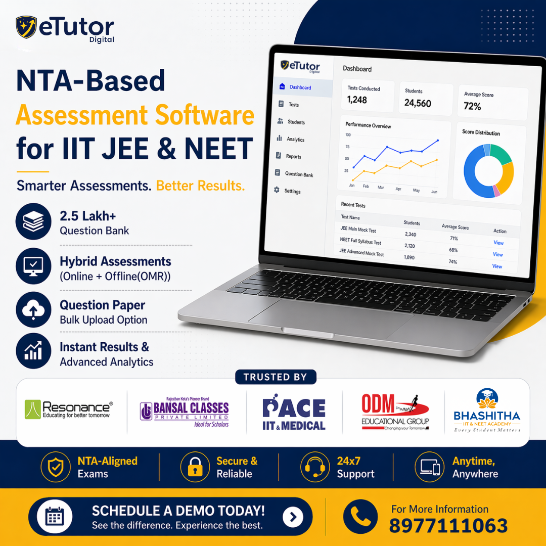 ETutor Facebook ad: AI-Powered Assessment Software for IIT-JEE & NEET