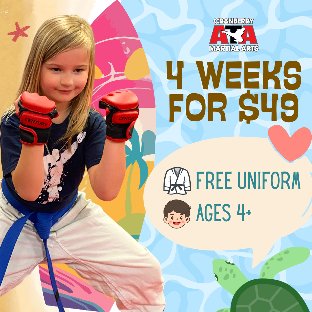 Cranberry ATA Martial Arts Facebook ad: 4 Week Pass Only $49 & FREE uniform