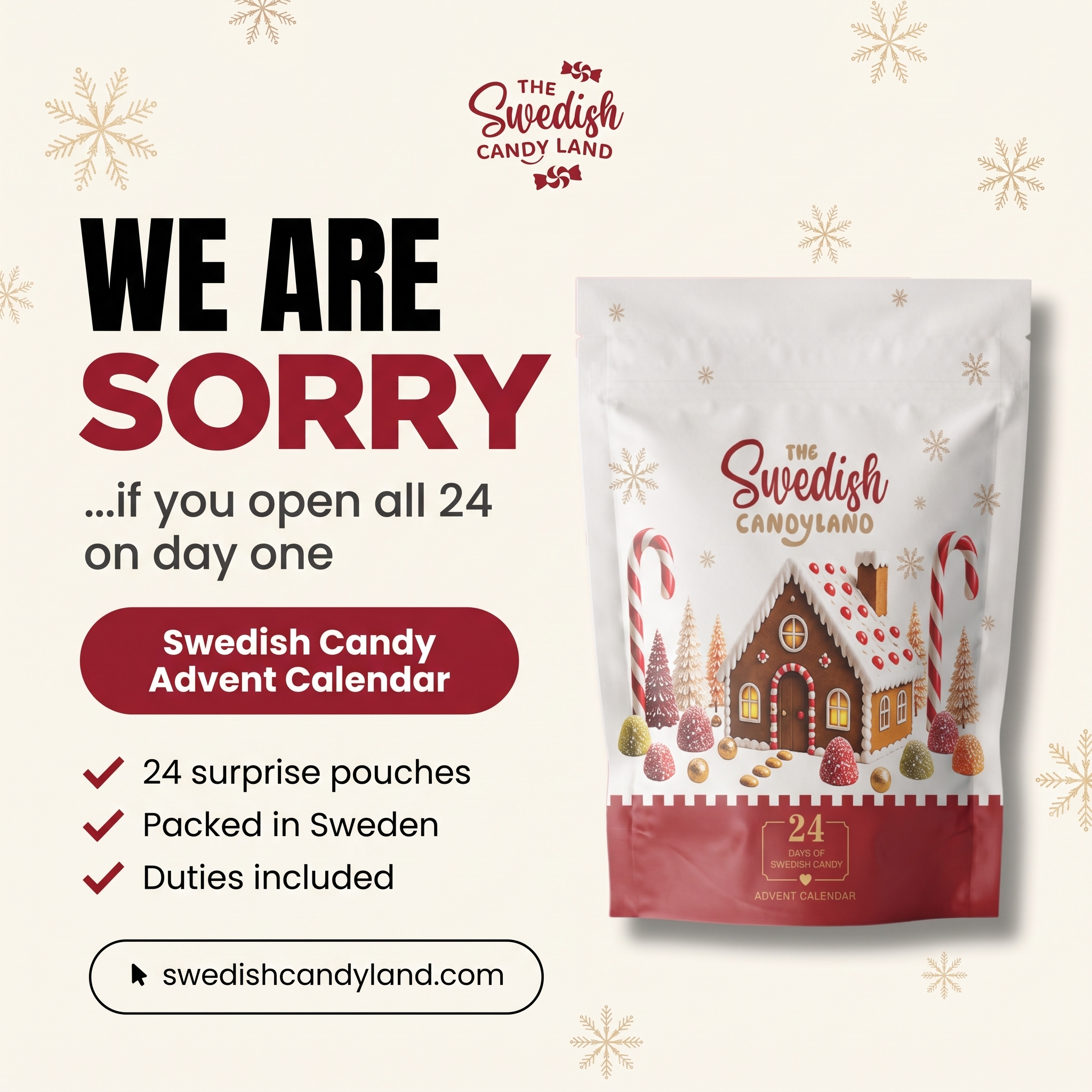 Swedish Candy Land Facebook ad: 24 Days of Swedish Candy