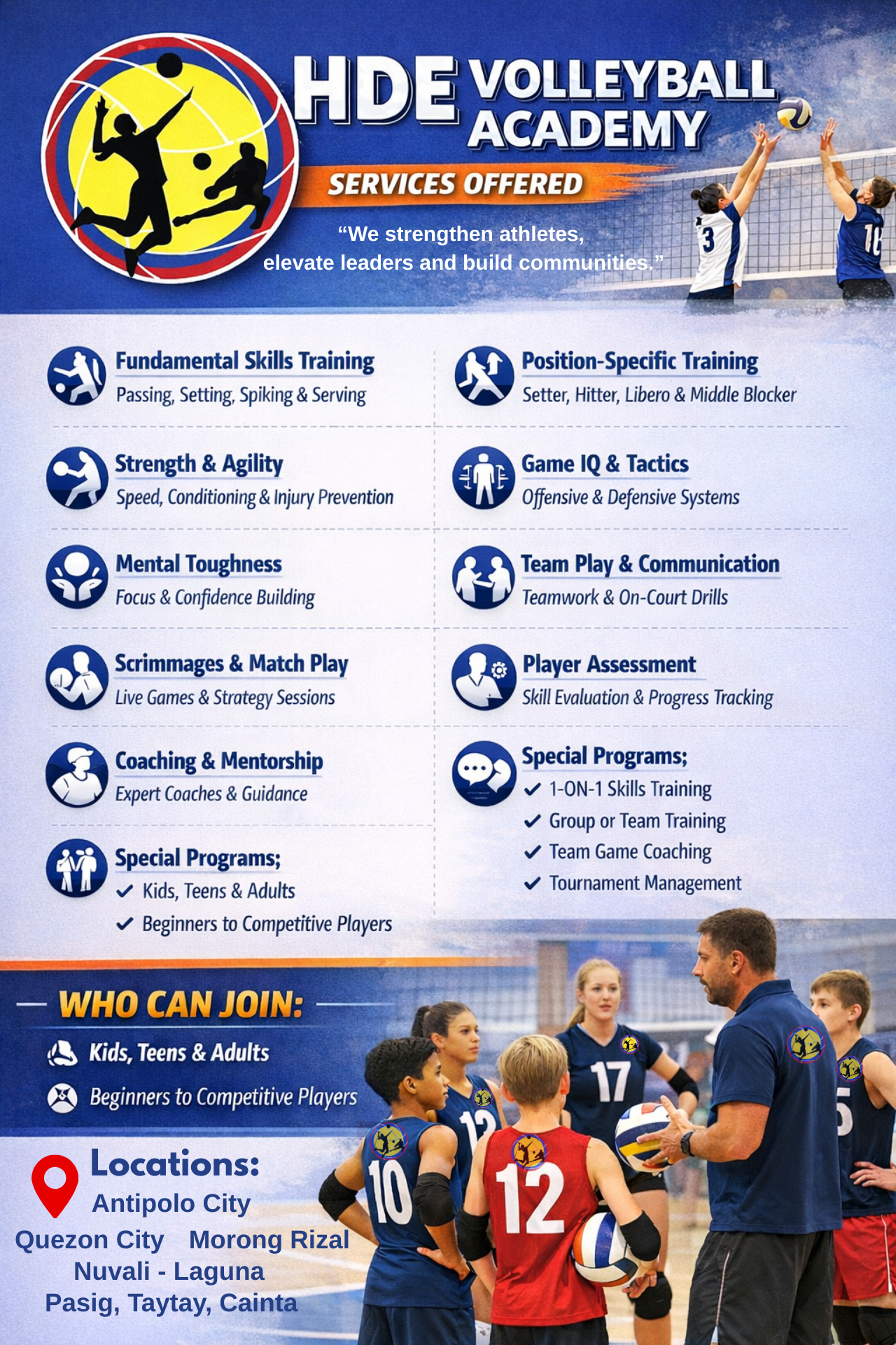 HDE Volleyball Academy Facebook ad: A volleyball training camp dedicated to enhancing players'…