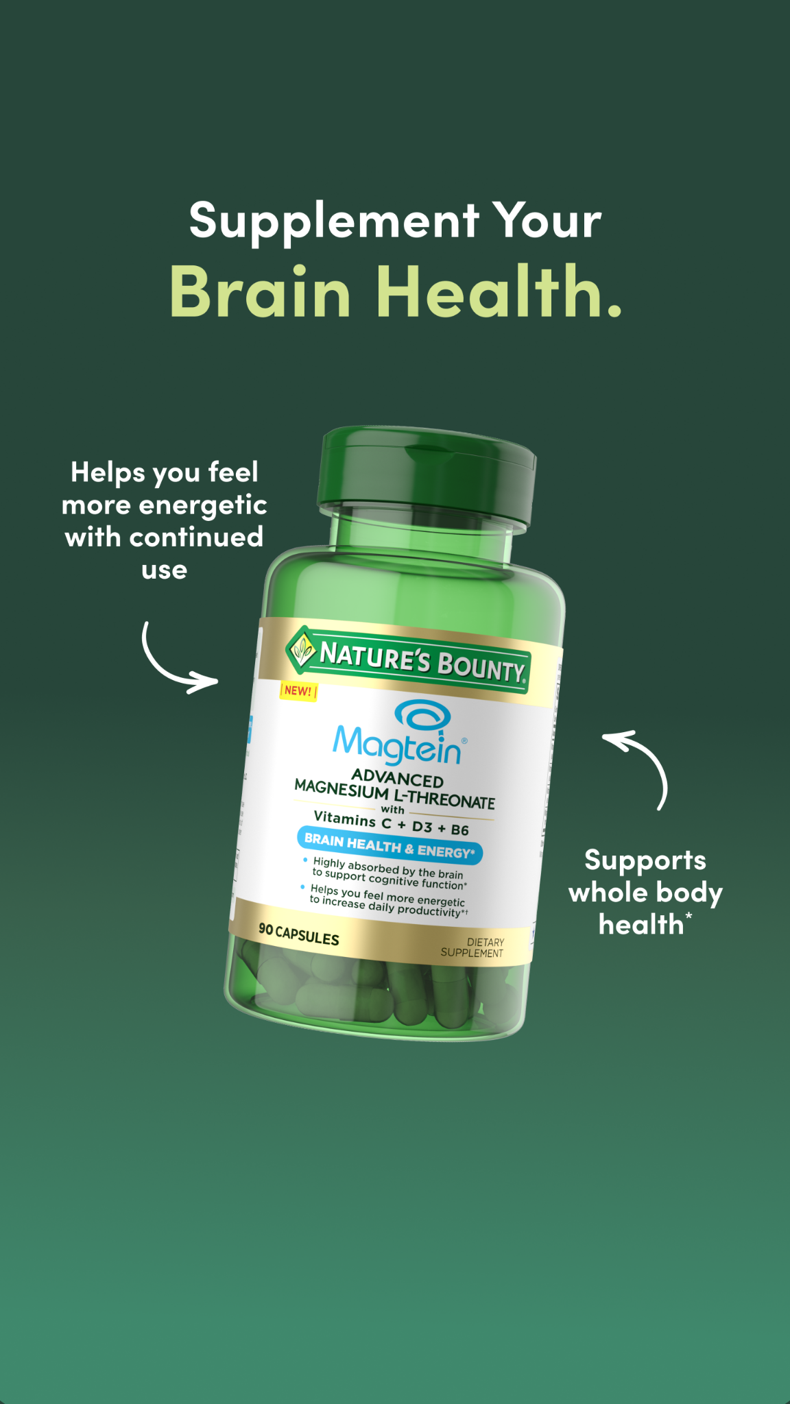 Nature's Bounty Facebook ad: Targeted Brain Support Starts Here