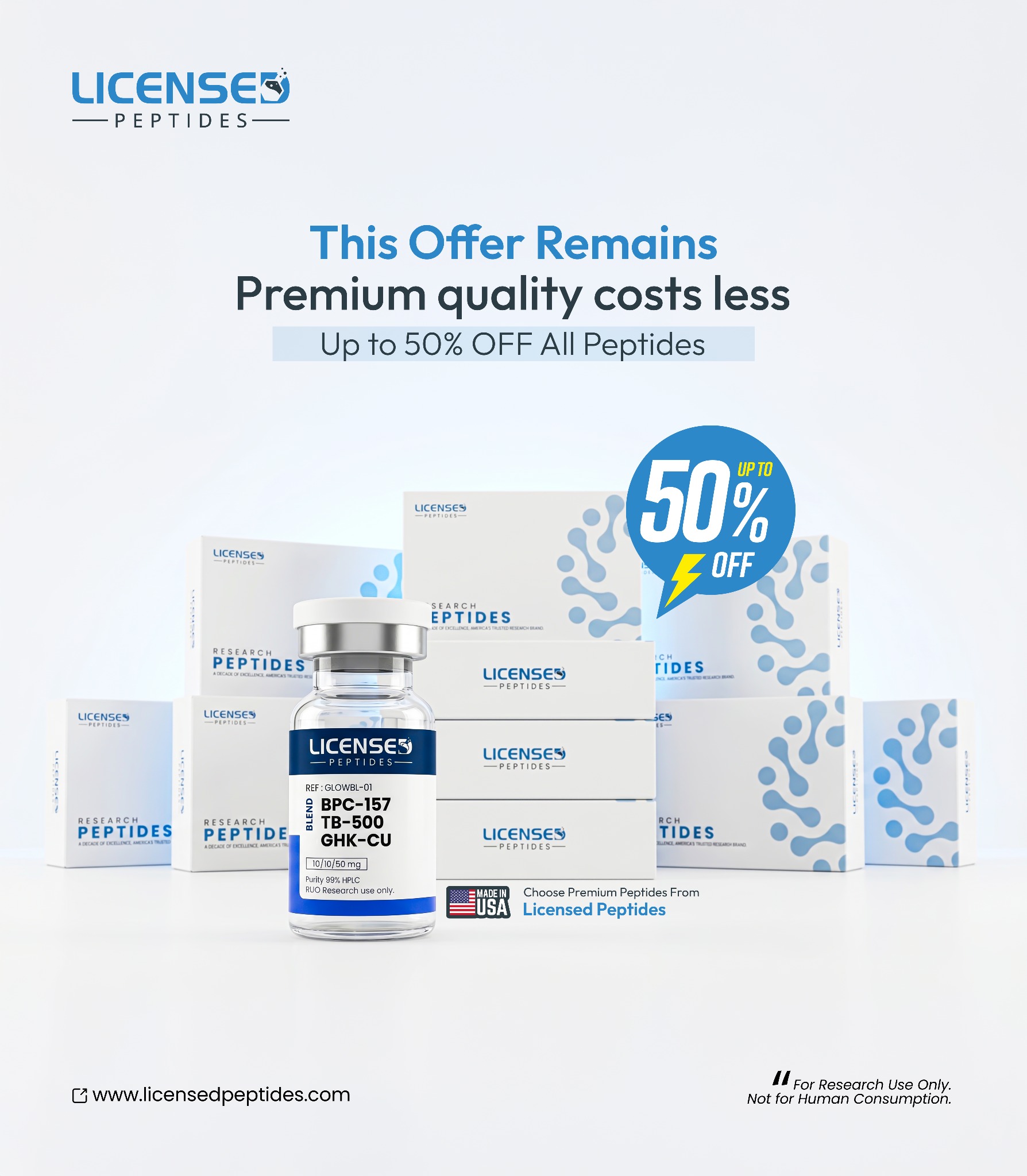 Licensed Peptides Research Updates Facebook ad