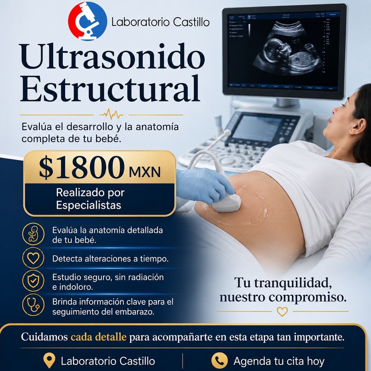 Laboratorio Castillo Facebook ad: Ultrasonido estructural: ver más allá de una imagen…