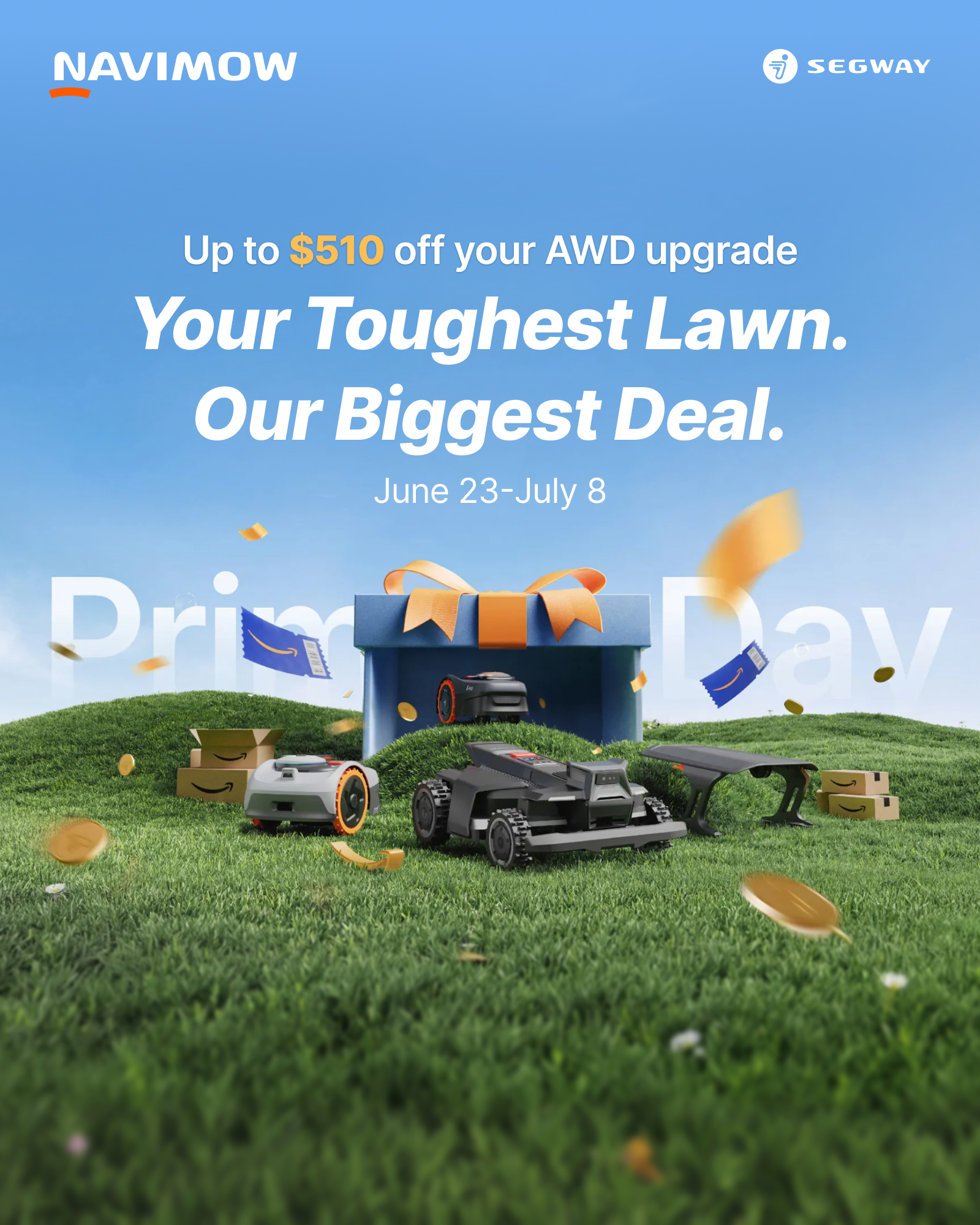 Segway Navimow Facebook ad: Your Toughest Lawn.