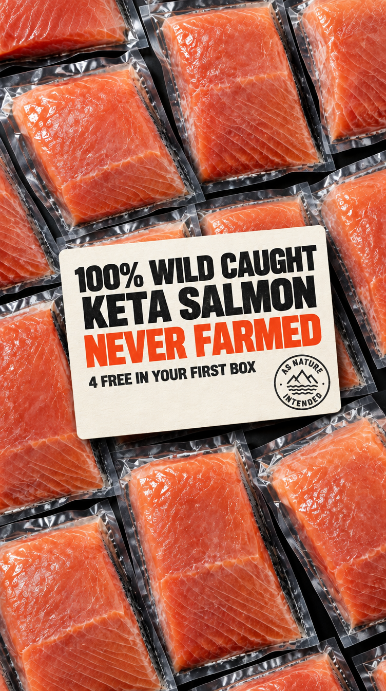 ButcherCrowd Facebook ad: 4 Free Wild Salmon Fillets