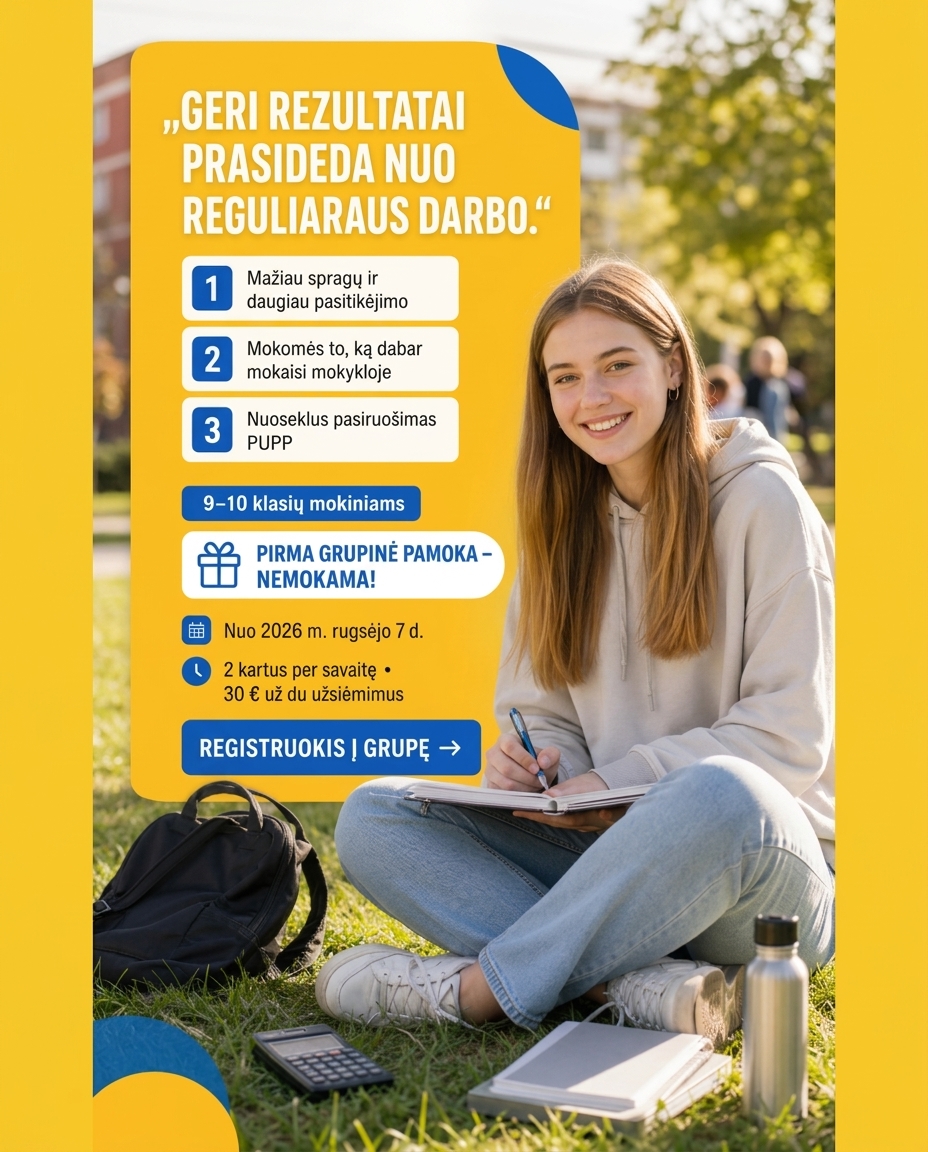 Korepetitorius Matematikos Facebook ad: Registracija į grupines matematikos pamokas 9-tų ir 10-tų…