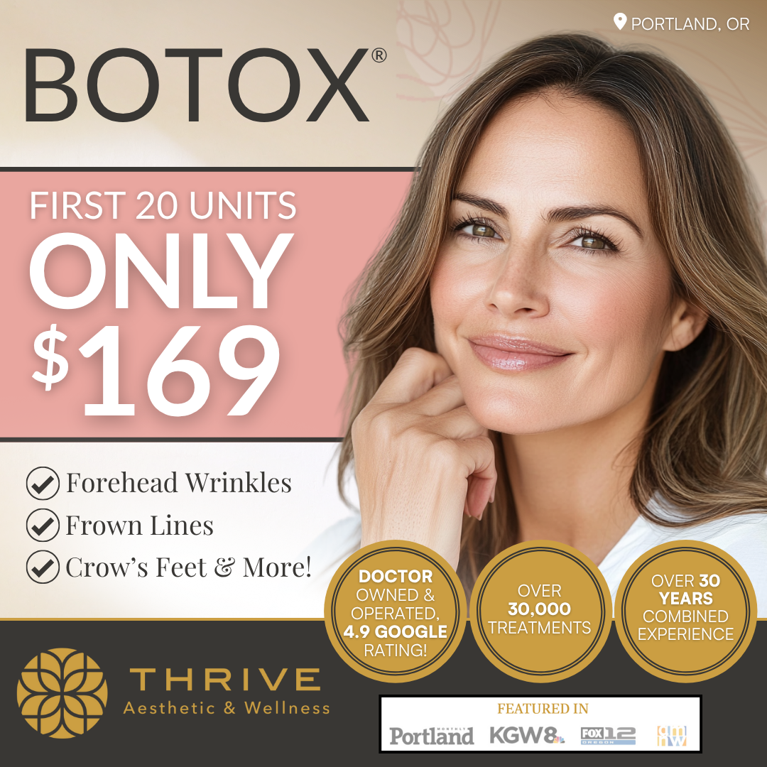 Thrive Aesthetic & Wellness Facebook ad: Get your first 20 units of Botox for only $169!