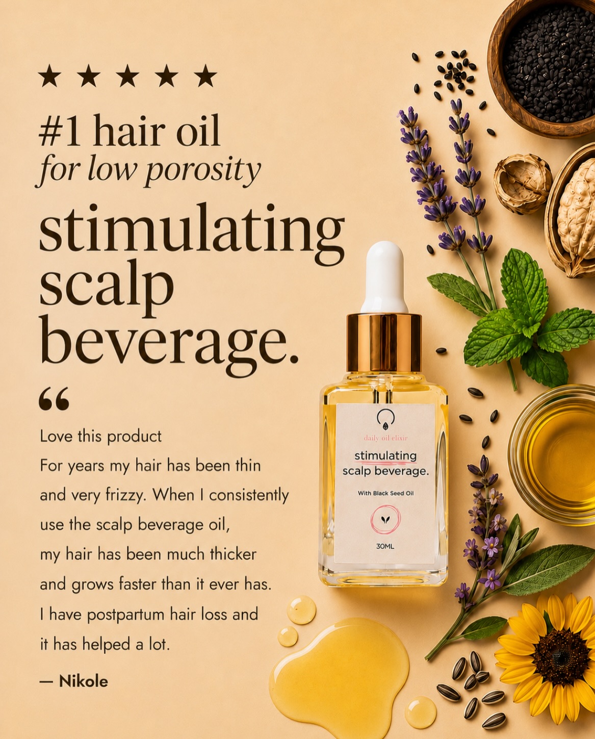 Organigrowhairco. Facebook ad: Feed Your Scalp. Grow Your Hair.