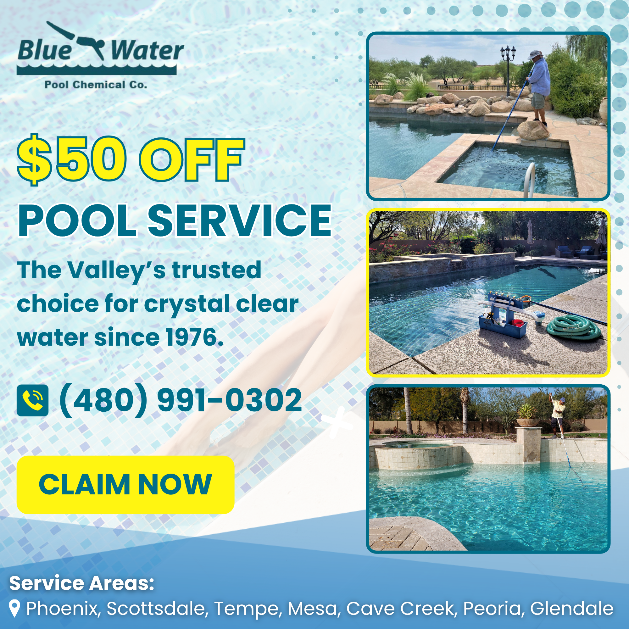 Blue Water Pool Chemical Company Facebook ad