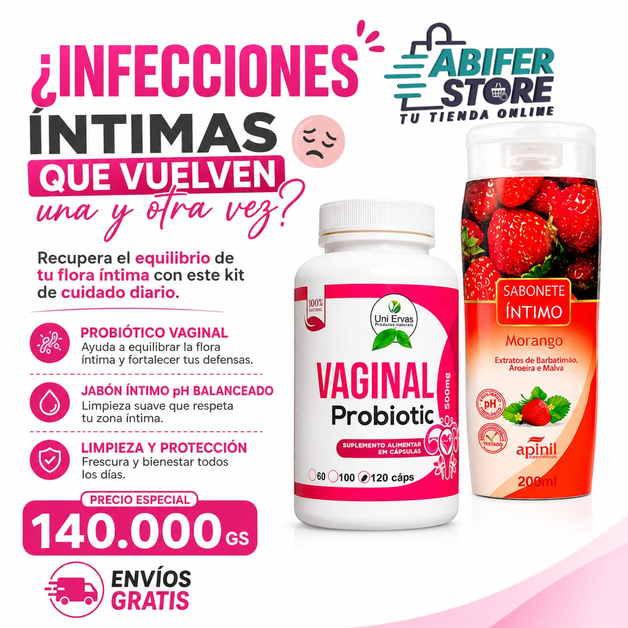 AbiferStore Facebook ad: Tu bienestar íntimo comienza con el equilibrio!