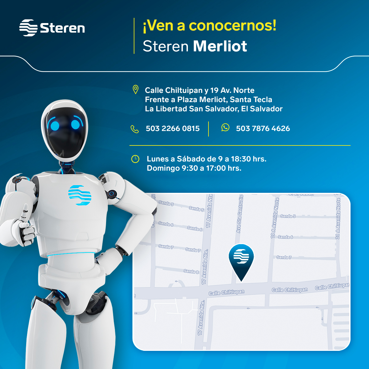 Steren El Salvador Facebook ad: ¡Visítanos Ya!
