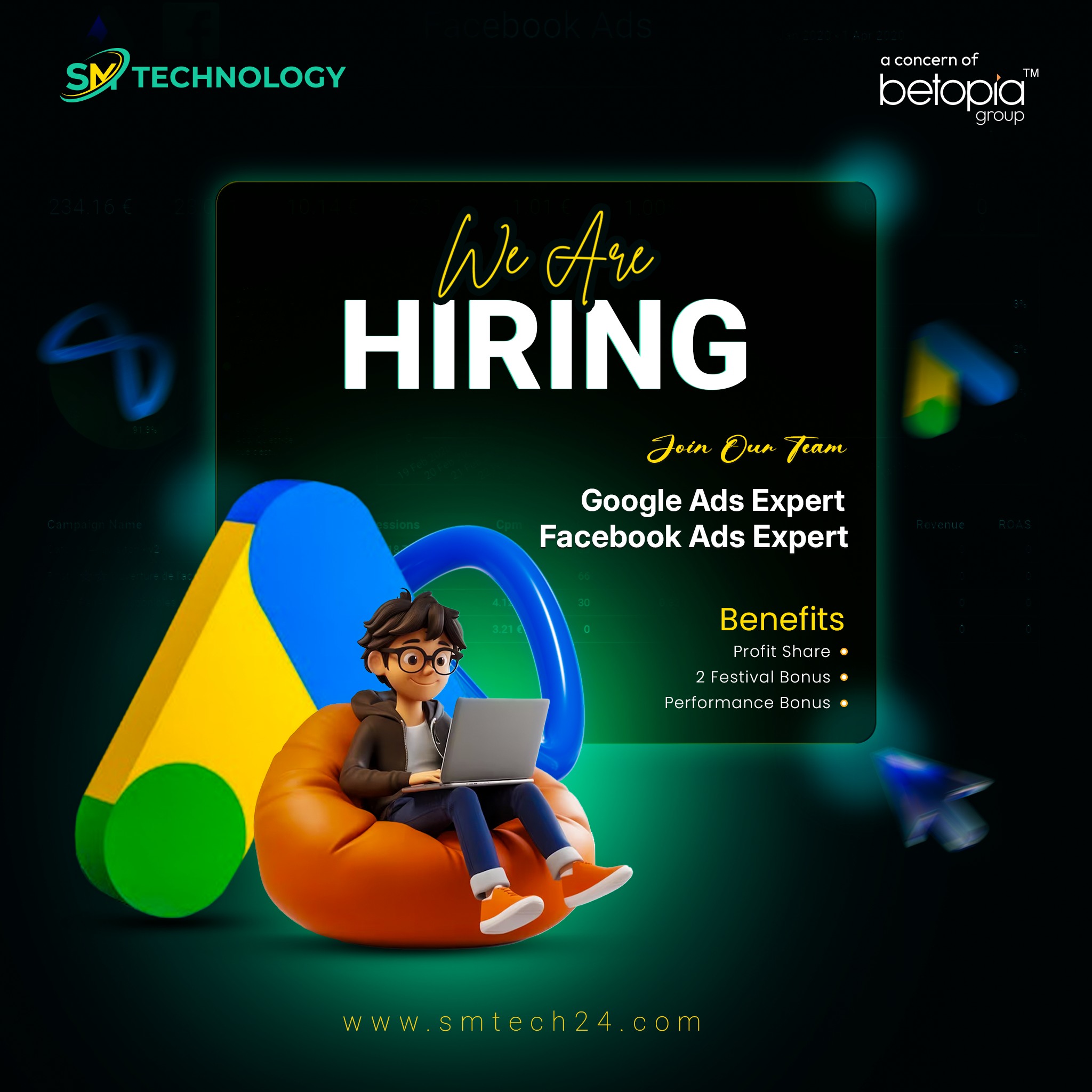 Career at Betopia Facebook ad: SM Technology is Hiring: ๐๐จ๐จ๐ ๐ฅ๐ ๐๐๐ฌโฆ