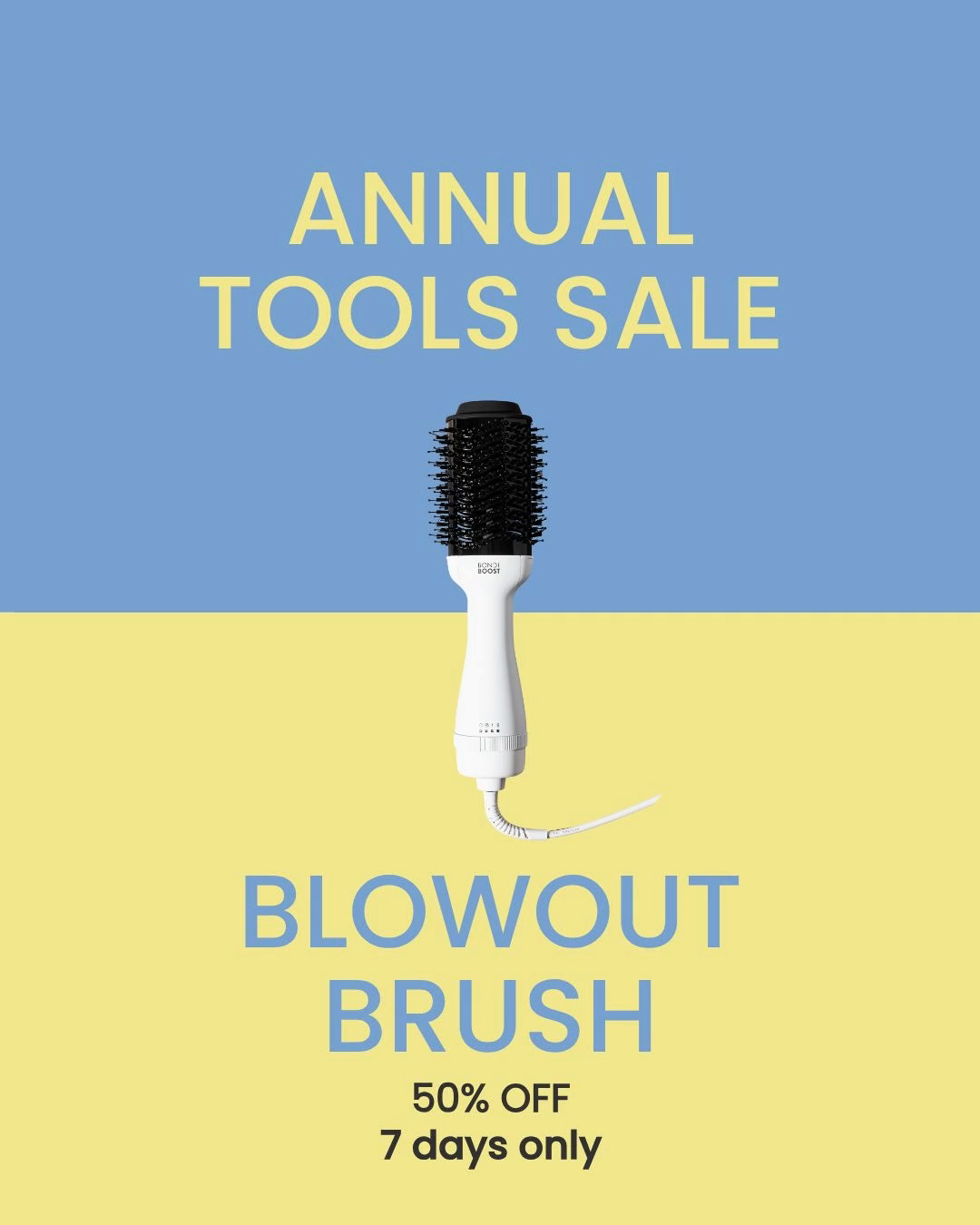 BondiBoost Facebook ad: Blowout Brush 50% off
