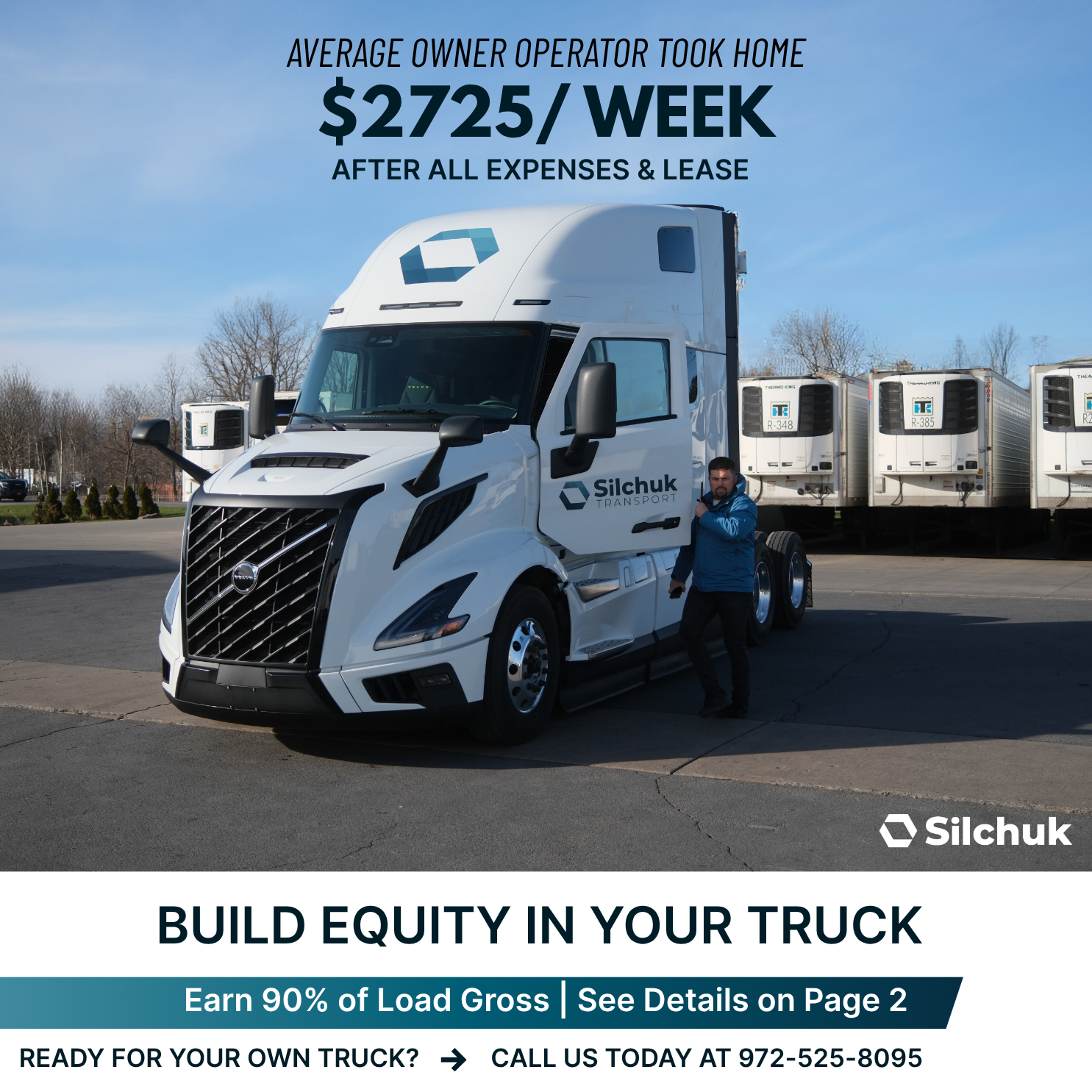 Silchuk Transport Facebook ad: Free Weekly Quick Pay, 90% of load gross