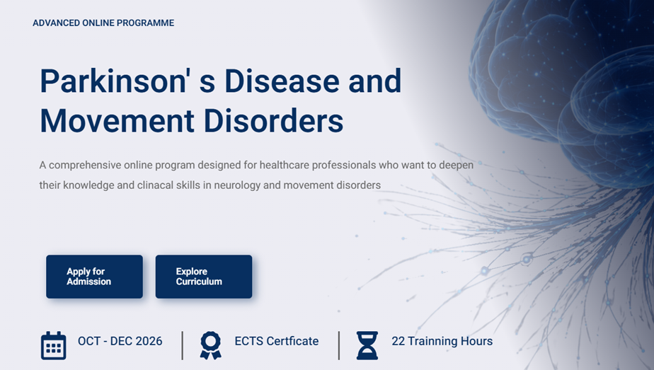 Parkinson’s Disease and Movement Disorders Online course 2026 Facebook ad: Online on PD & MDS