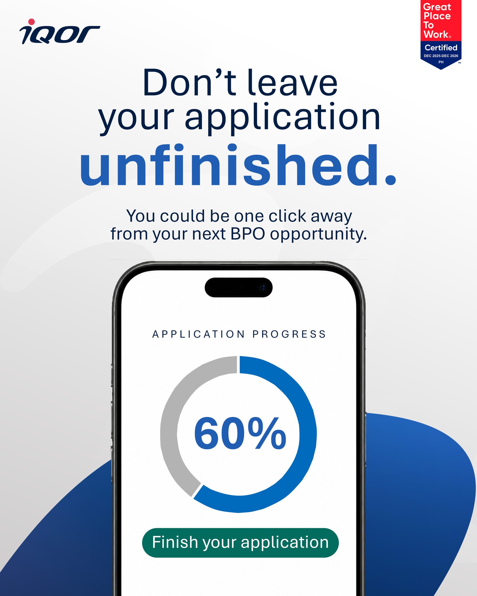 iQor Philippines Facebook ad: You’re already one step closer-now make it count!
