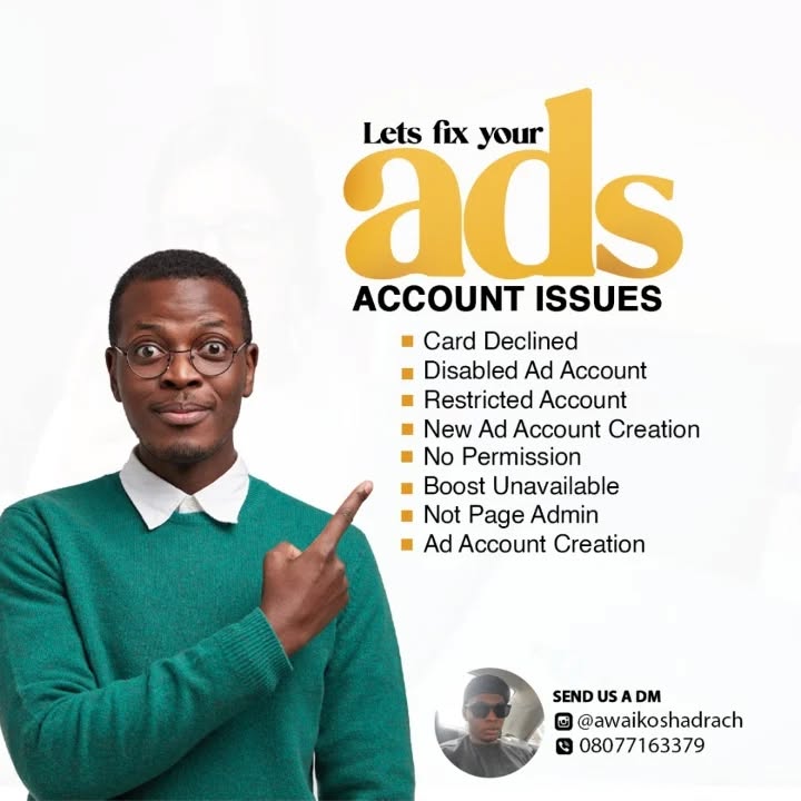 Awaiko Shadrach Azino Facebook ad: If you are currently experiencing any Facebook Ads…