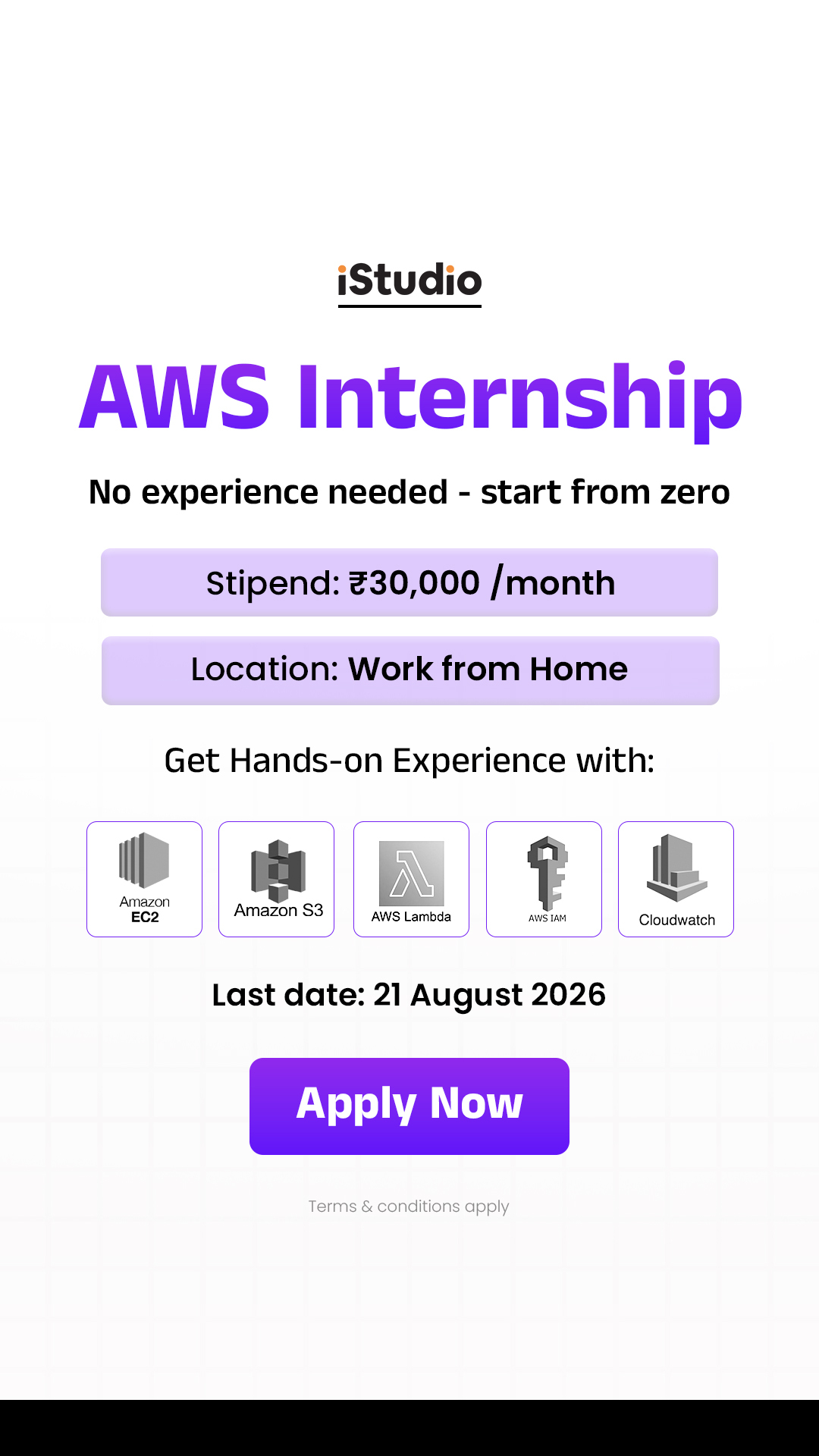 Internship Studio Facebook ad from Jul 24, 2026