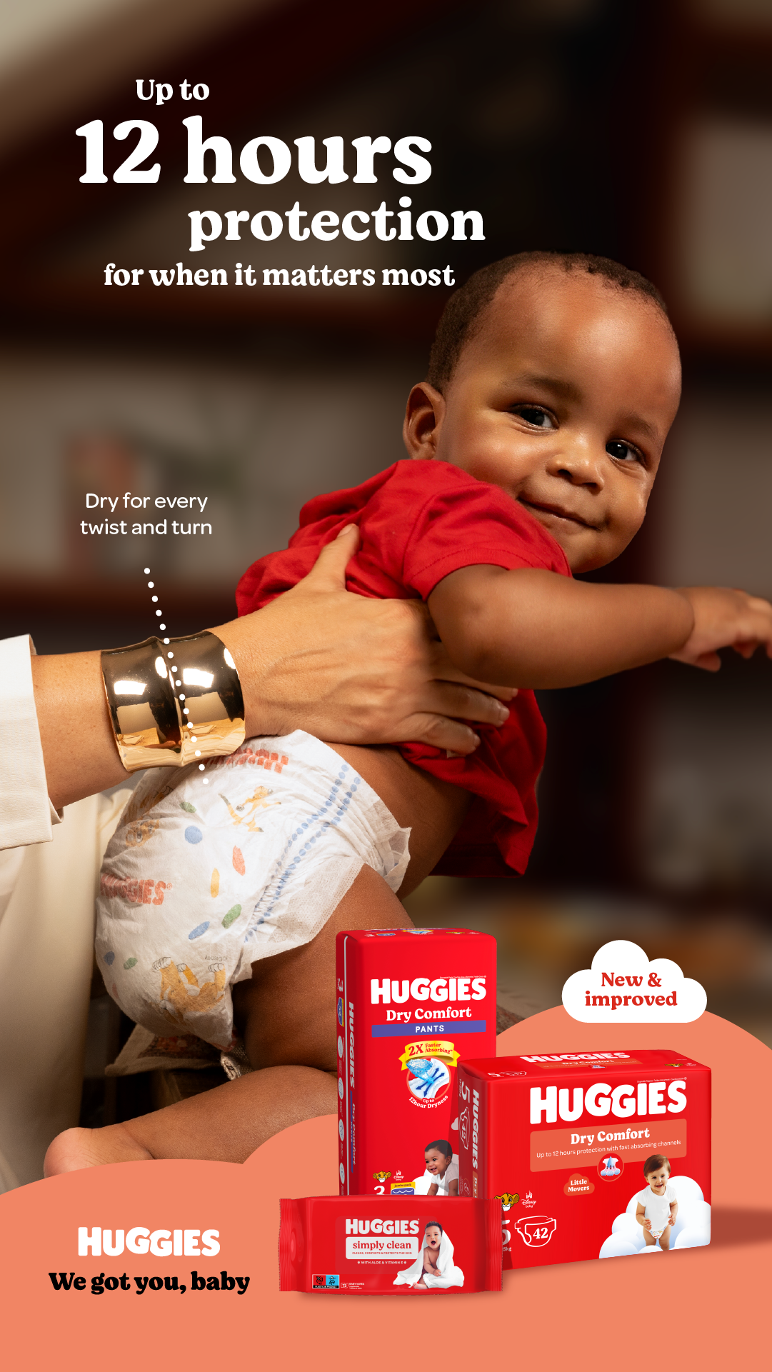 Huggies SA Facebook ad: NEW & Improved Huggies Dry Comfort