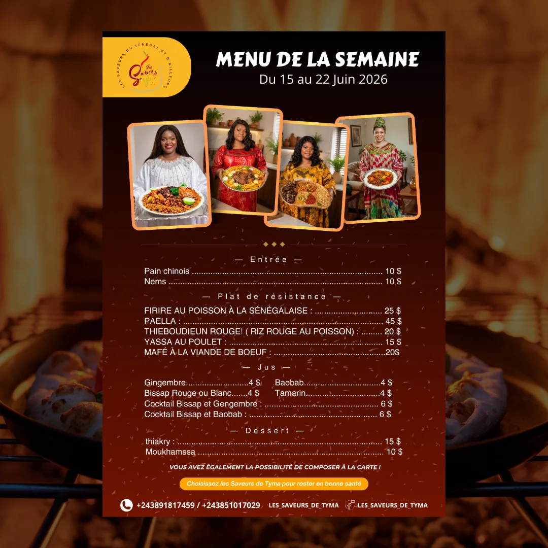 LES saveurs De tyma Facebook ad: MENU DE LA SEMAINE, LES SAVEURS DE TYMA