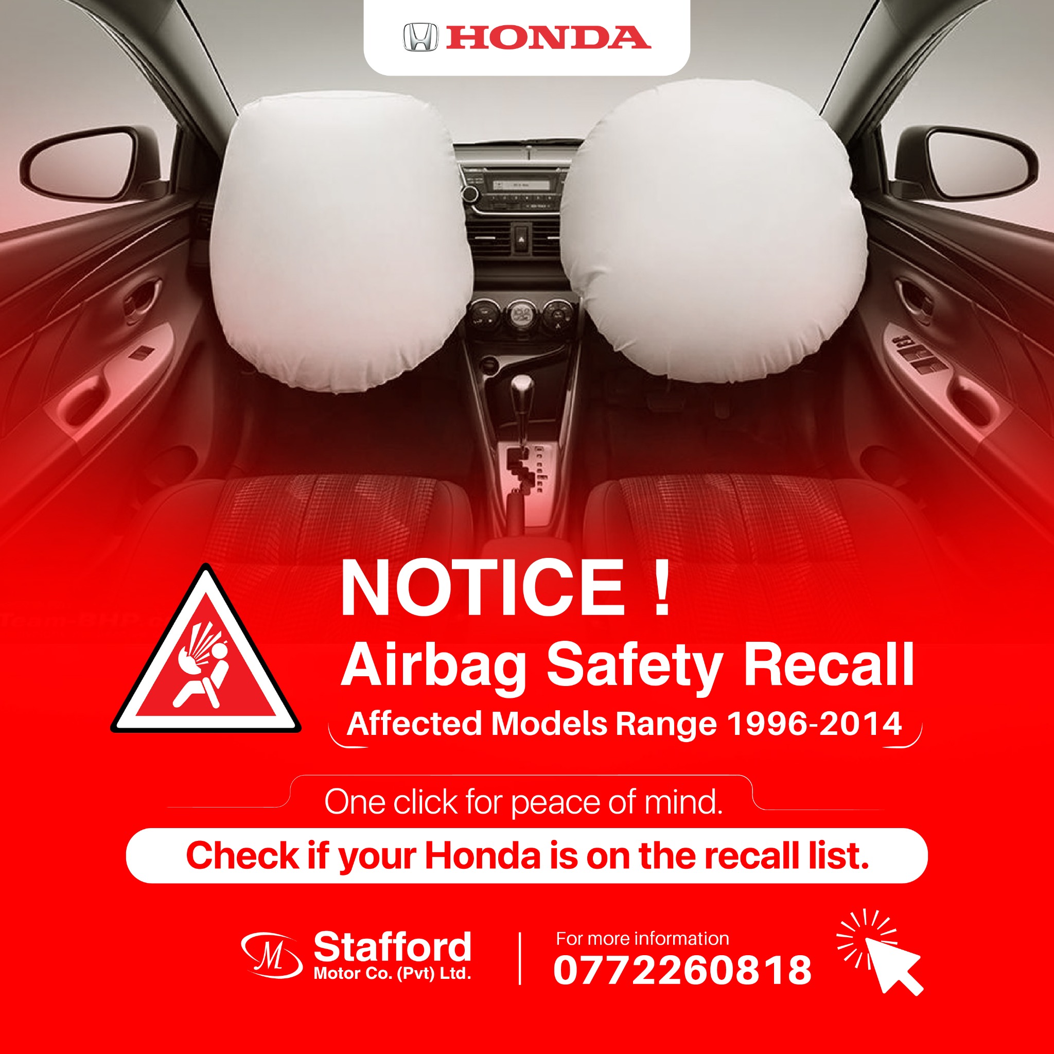 Honda Sri Lanka Facebook ad: Airbag Safety Recall
