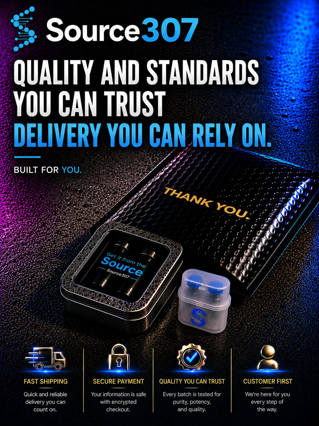 Source307-services Facebook ad: Pure. Tested. Trusted.