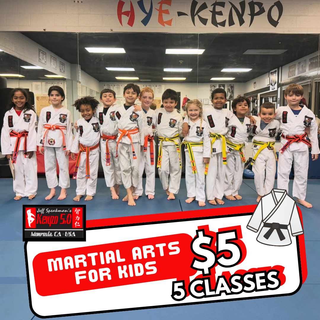 Jeff Speakman's Kenpo 5.0 Monrovia - Martial Arts & Fitness Kickboxing Facebook ad: Kids Martial Arts, 5 for $5