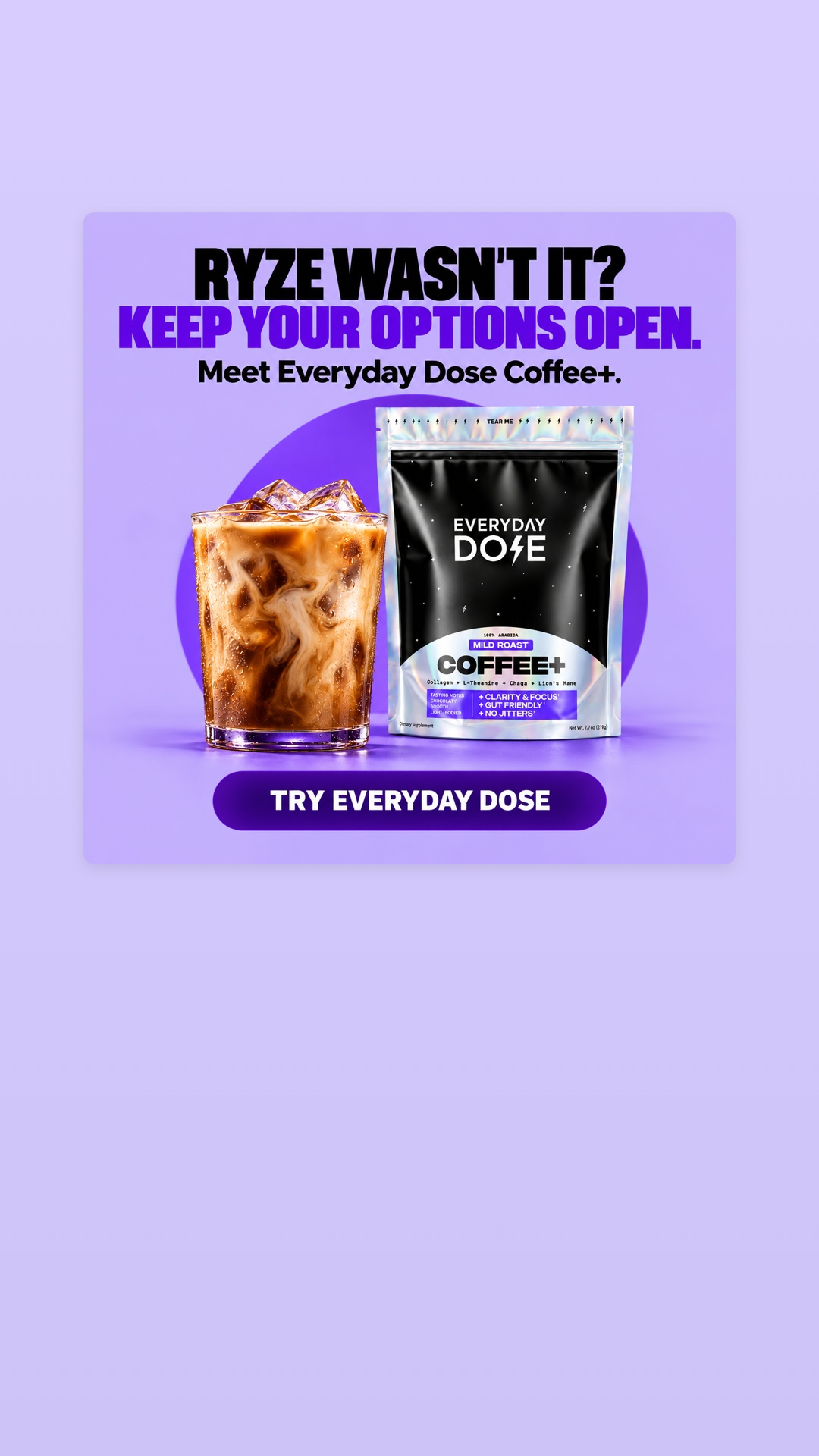 Everyday Dose Facebook ad: Pour Yourself Coffee That Does More