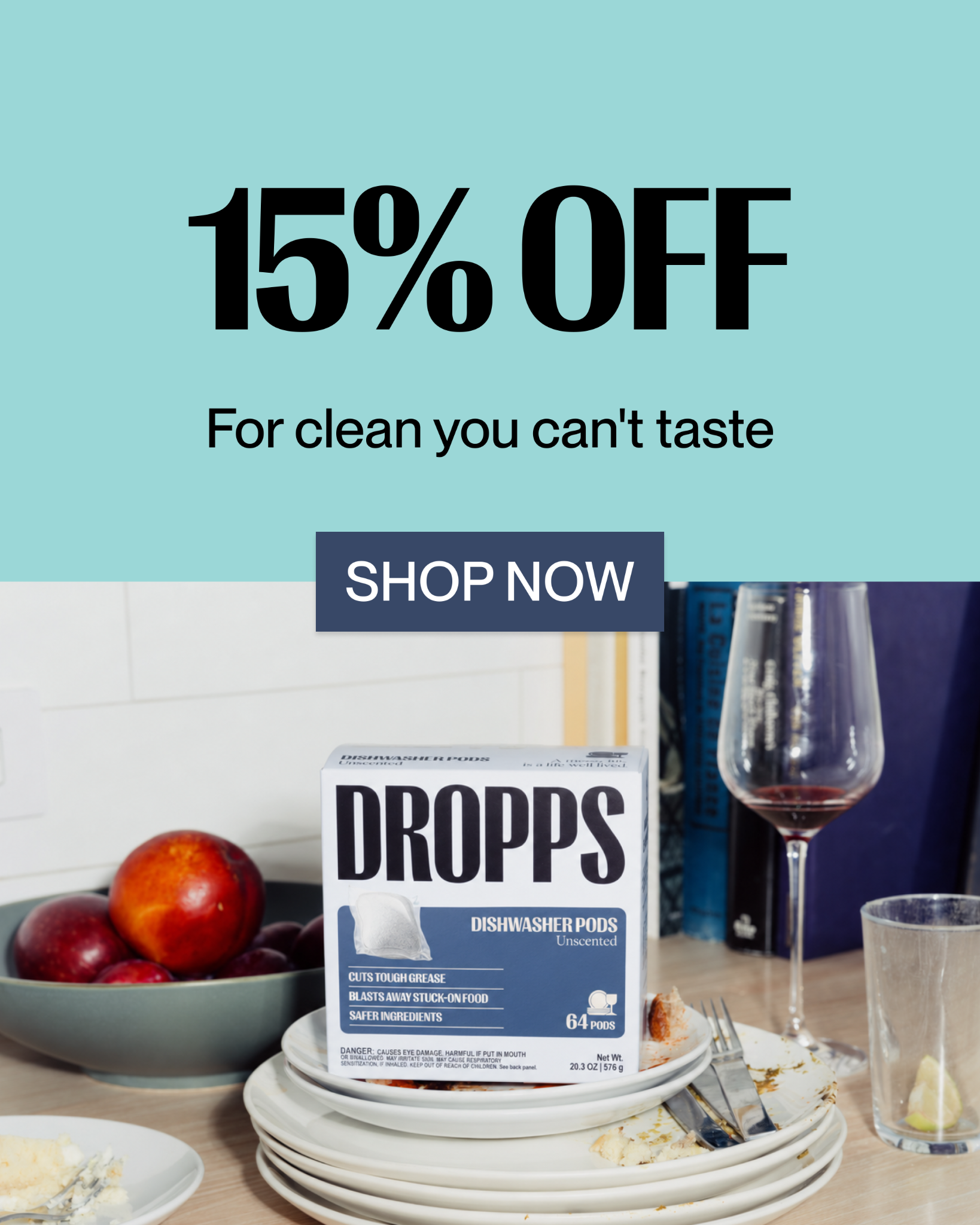 Dropps Facebook ad: Get 15% OFF on first order!