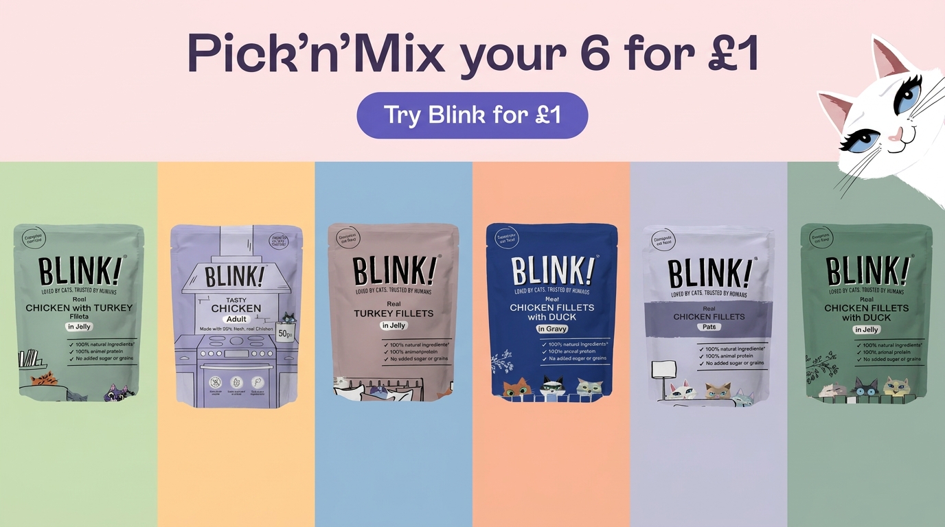 Blink Cat Food Facebook ad: Pick & Mix Any 6 Recipes For Only £1