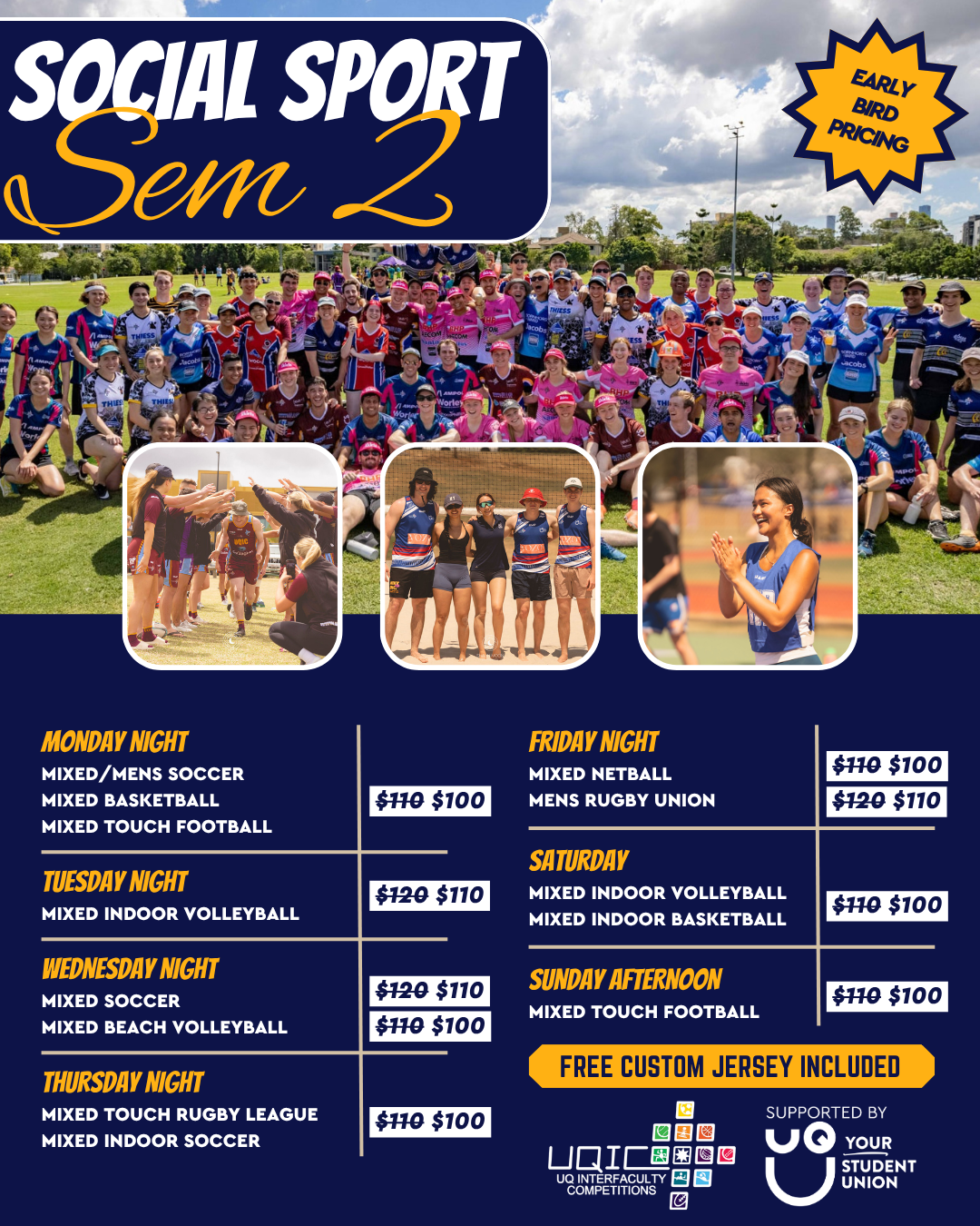 UQ Interfaculty Competitions (UQIC) Facebook ad: 9 Sports. 1 Massive Community. 0 Excuses left.