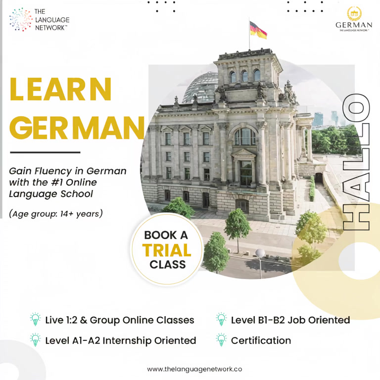 The Language Network Facebook ad: Upto 10% off on German Courses, Limited Period Offer!