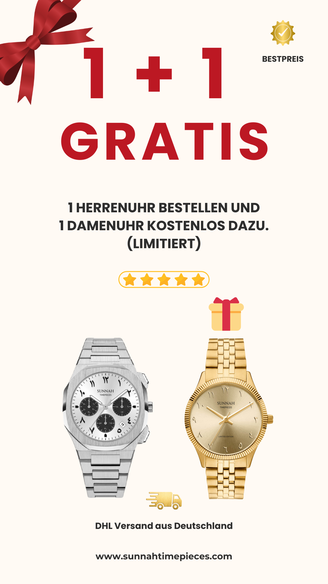 Sunnah Timepieces Facebook ad: AKTION: 1+1 Ramadan Spezial